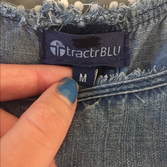 Denim top with lace up back - Picture 2 of 3